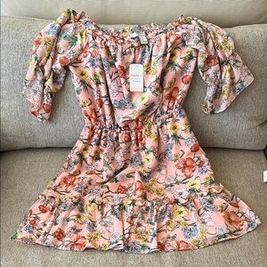 Forever 21 Pink Floral Off Shoulder Dress, SM